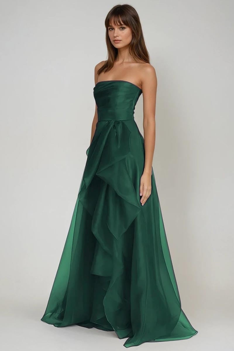 Zoya Strapless Maxi Dress | Jewelclues #color_green