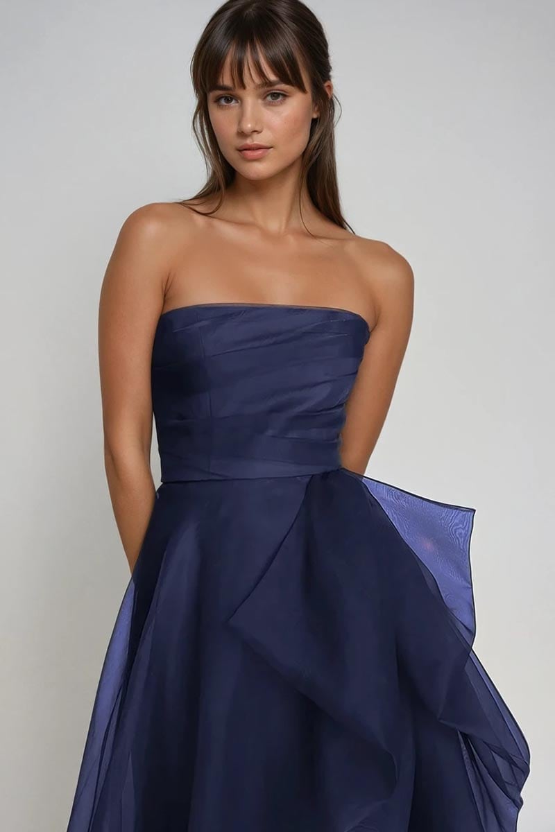 Zoya Strapless Maxi Dress | Jewelclues #color_Navy Blue