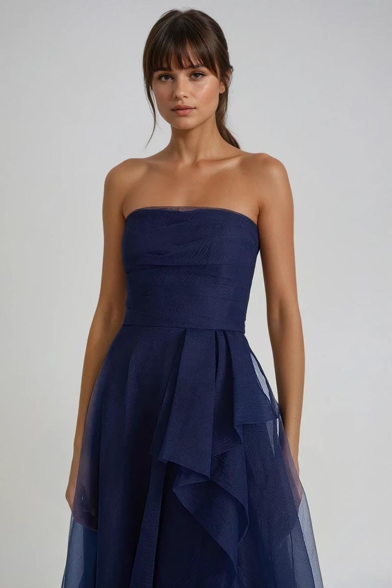 Zoya Strapless Maxi Dress | Jewelclues #color_Navy Blue