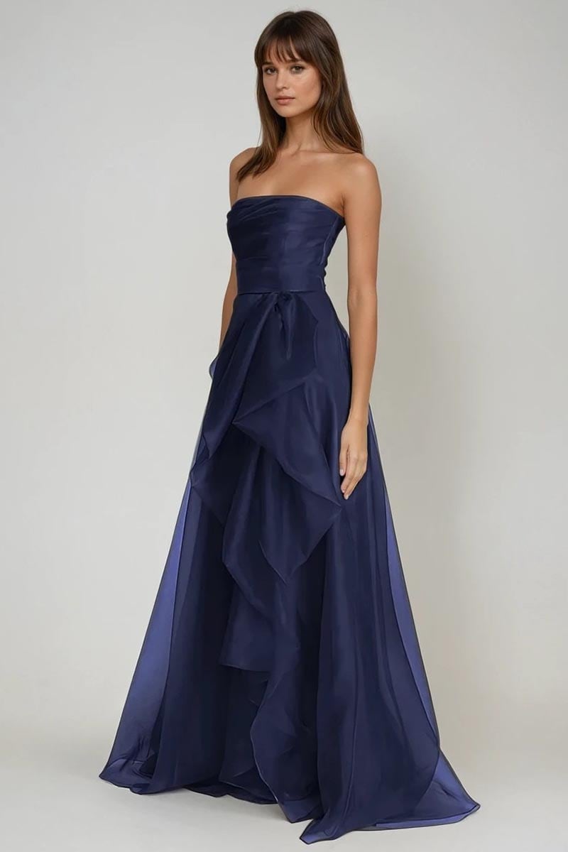 Zoya Strapless Maxi Dress | Jewelclues #color_Navy Blue