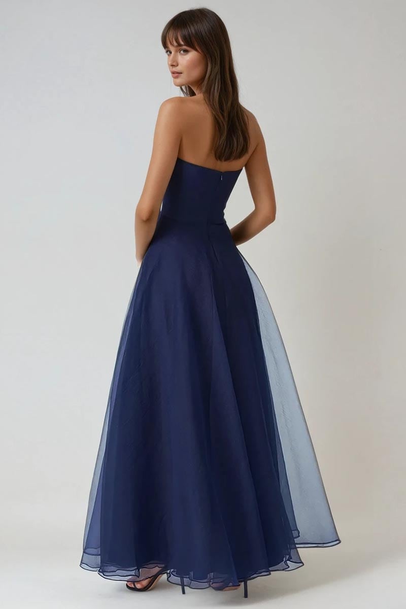 Zoya Strapless Maxi Dress | Jewelclues #color_Navy Blue
