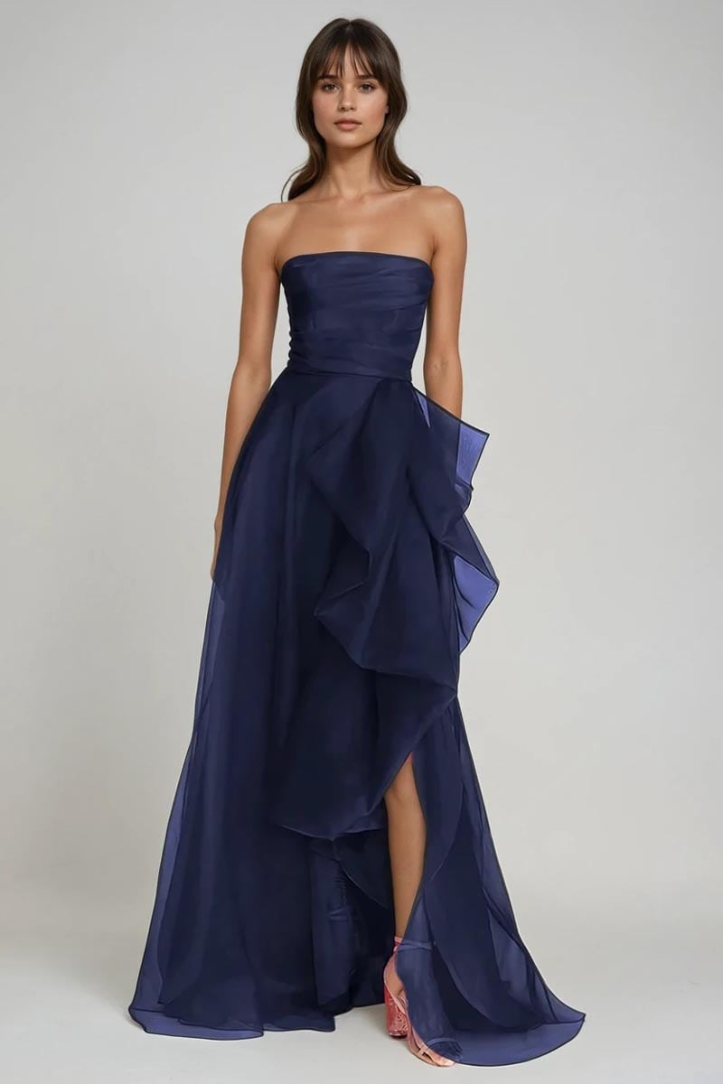 Zoya Strapless Maxi Dress | Jewelclues #color_Navy Blue