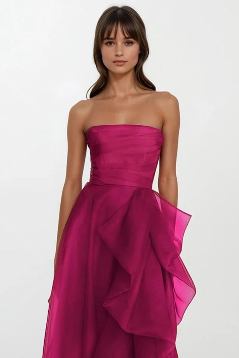 Zoya Strapless Maxi Dress | Jewelclues #color_Magenta