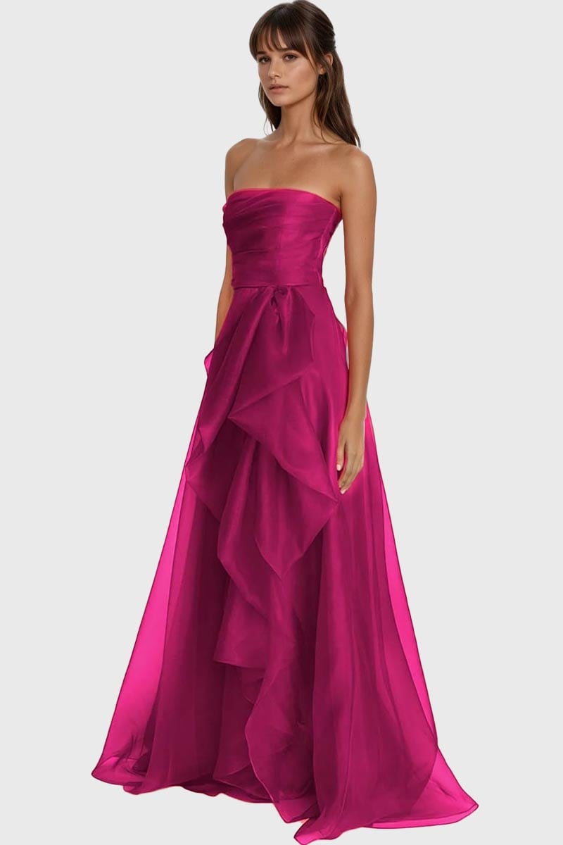 Zoya Strapless Maxi Dress | Jewelclues #color_Magenta