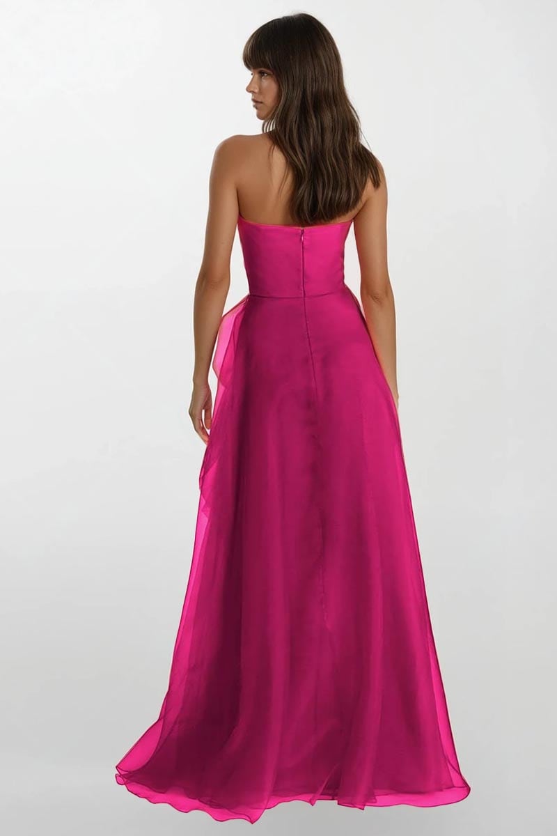 Zoya Strapless Maxi Dress | Jewelclues #color_Magenta