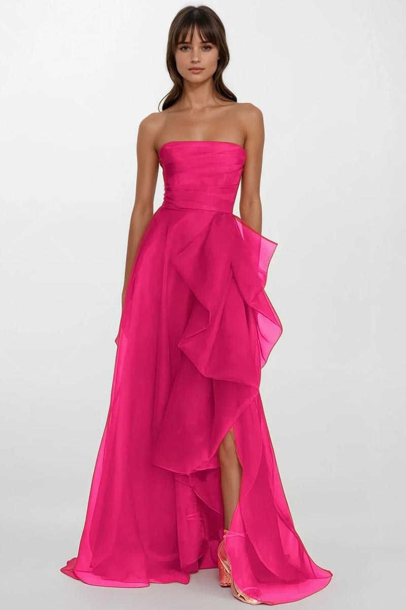 Zoya Strapless Maxi Dress | Jewelclues #color_Hot Pink