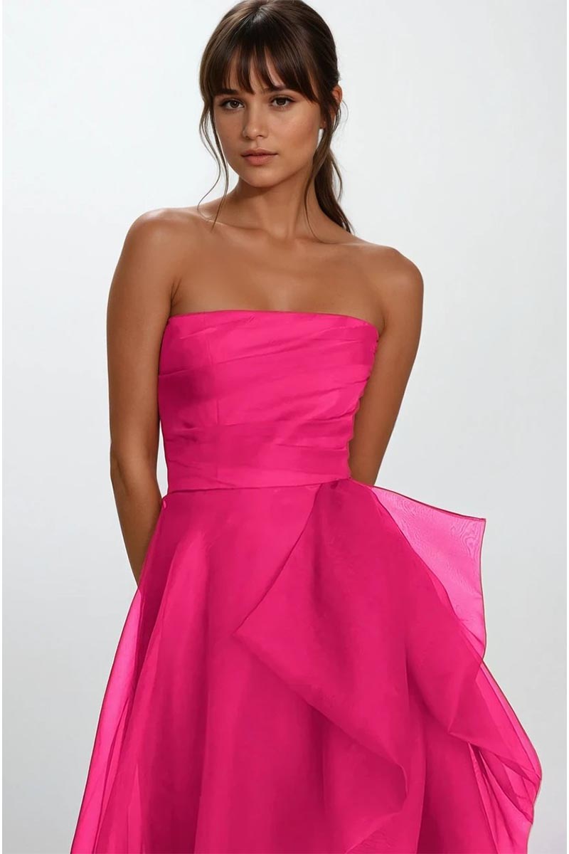 Zoya Strapless Maxi Dress | Jewelclues #color_Hot Pink