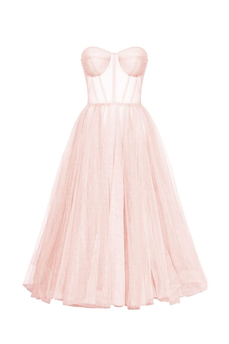 All For Love Strapless Tulle Midi Dress | Jewelclues | #color_blush