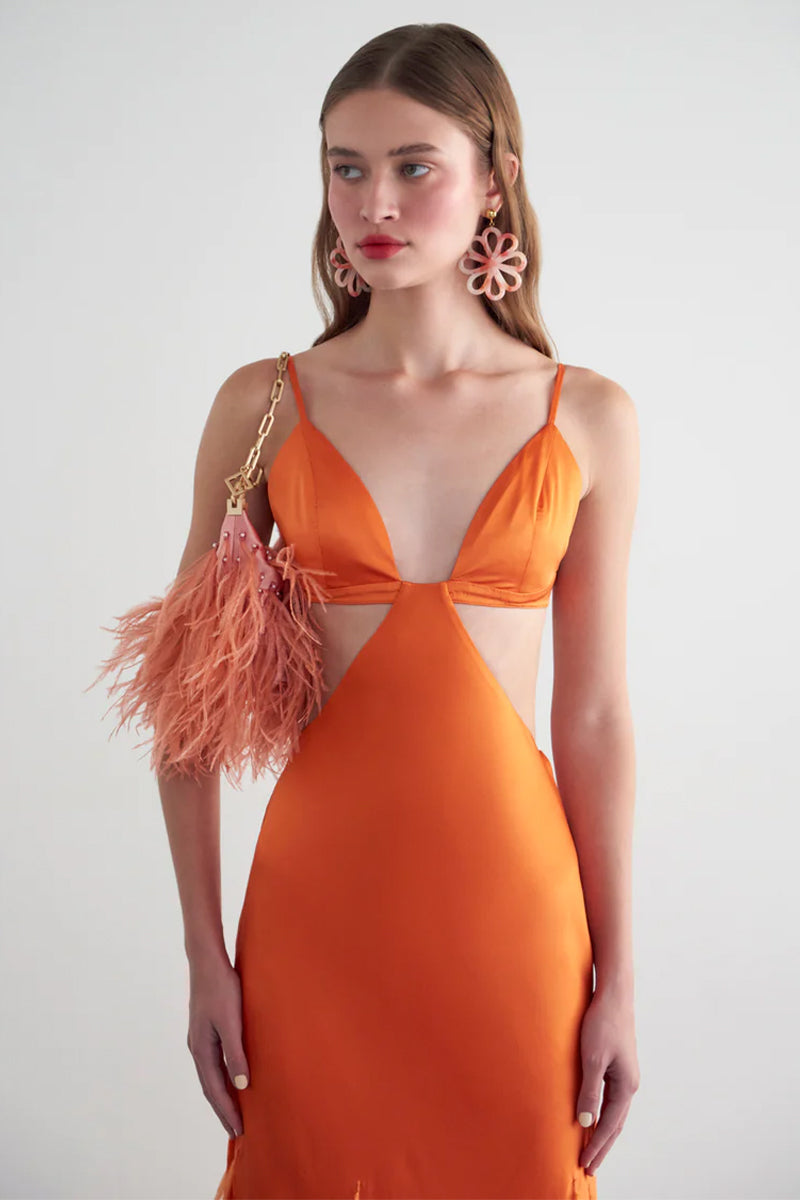 Chantilly Ostrich Feather Gown | Jewelclues | #color_orange