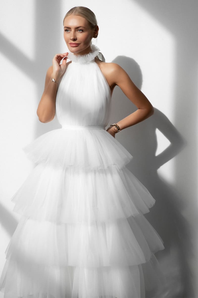Elowen Tulle Maxi Dress | Jewelclues | #color_white