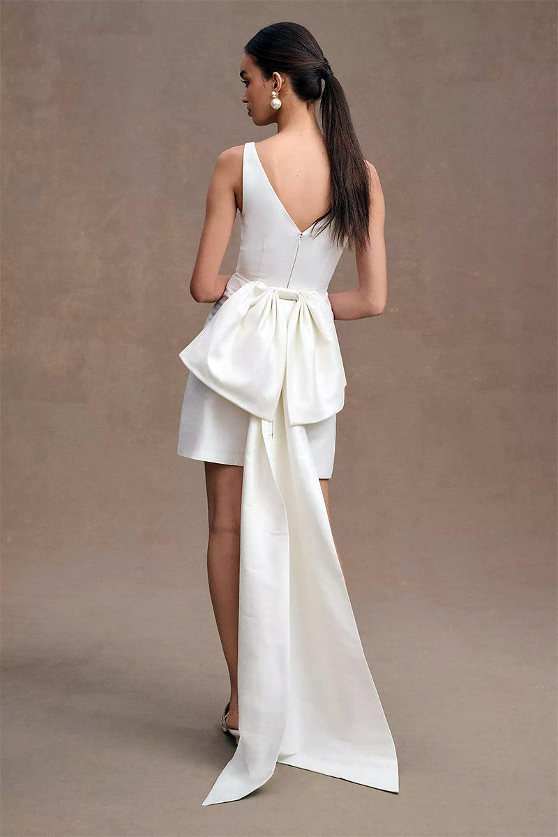 Everlasting Fantasy Satin Wedding Mini Dress | Jewelclues | #color_white