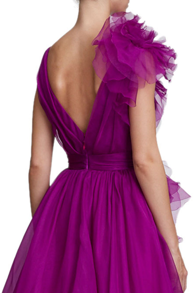 Extravagance Purple Ruffled Evening Dress | Jewelclues