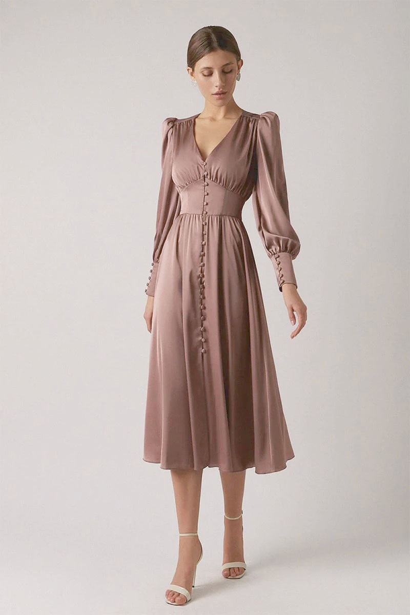 Follow Me Spring Bishop Midi Dress - Jewelclues | #color_brown