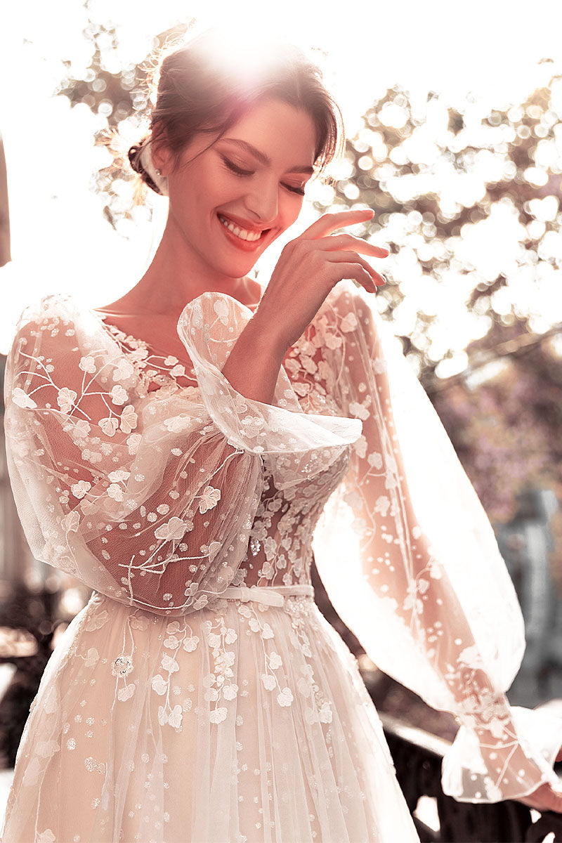 Forever Yours Romantic Floral Lace Wedding Dress | Jewelclues | #color_white