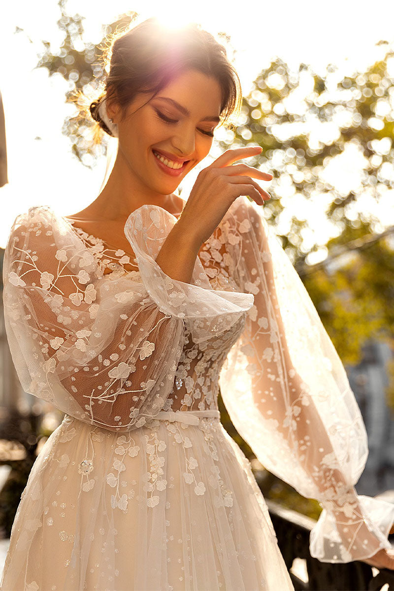 Forever Yours Romantic Floral Lace Wedding Dress | Jewelclues | #color_ivory