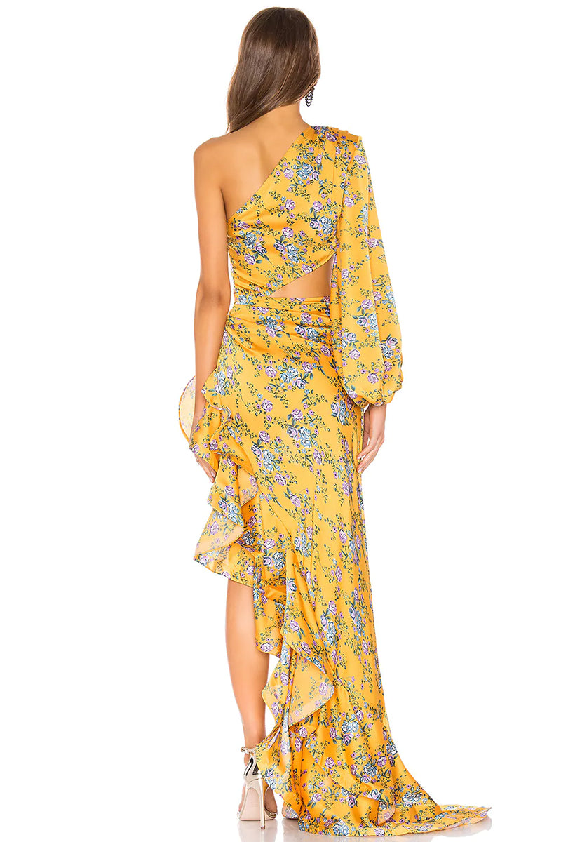 Hanna Tropical Print Maxi Dress | Jewelclues #color_yellow