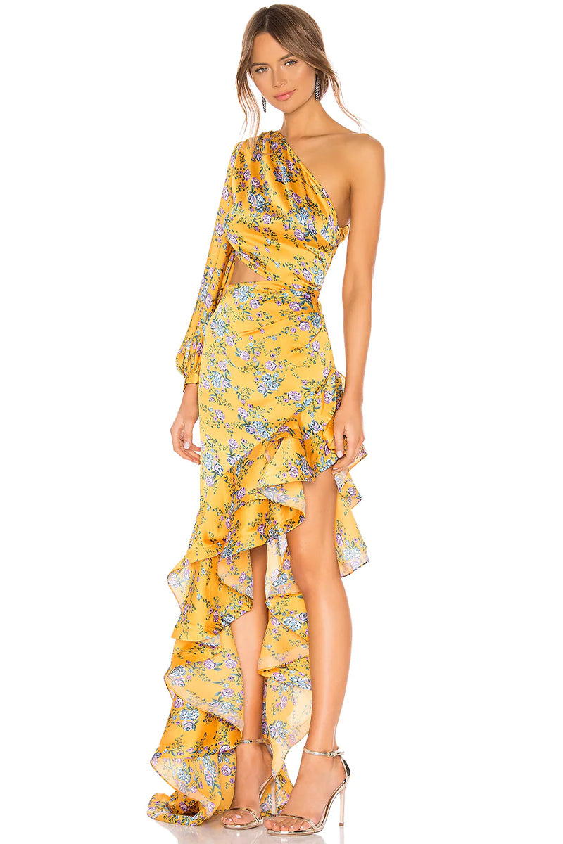 Hanna Tropical Print Maxi Dress | Jewelclues #color_yellow