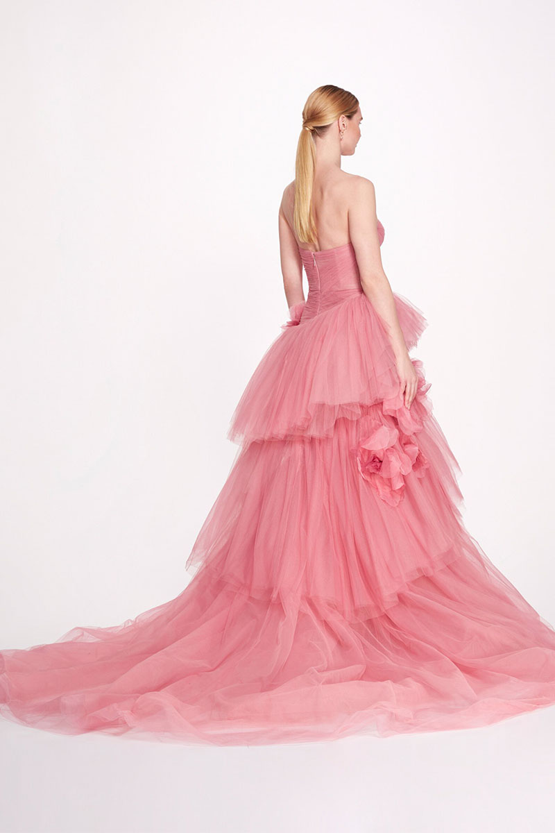 Isabella One-shoulder 3D Floral Soft Tulle Gown | Jewelclues