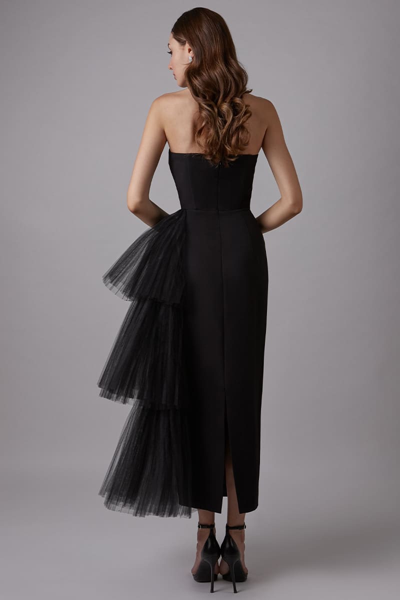 Jolie Strapless Midi Dress | Jewelclues | #color_black