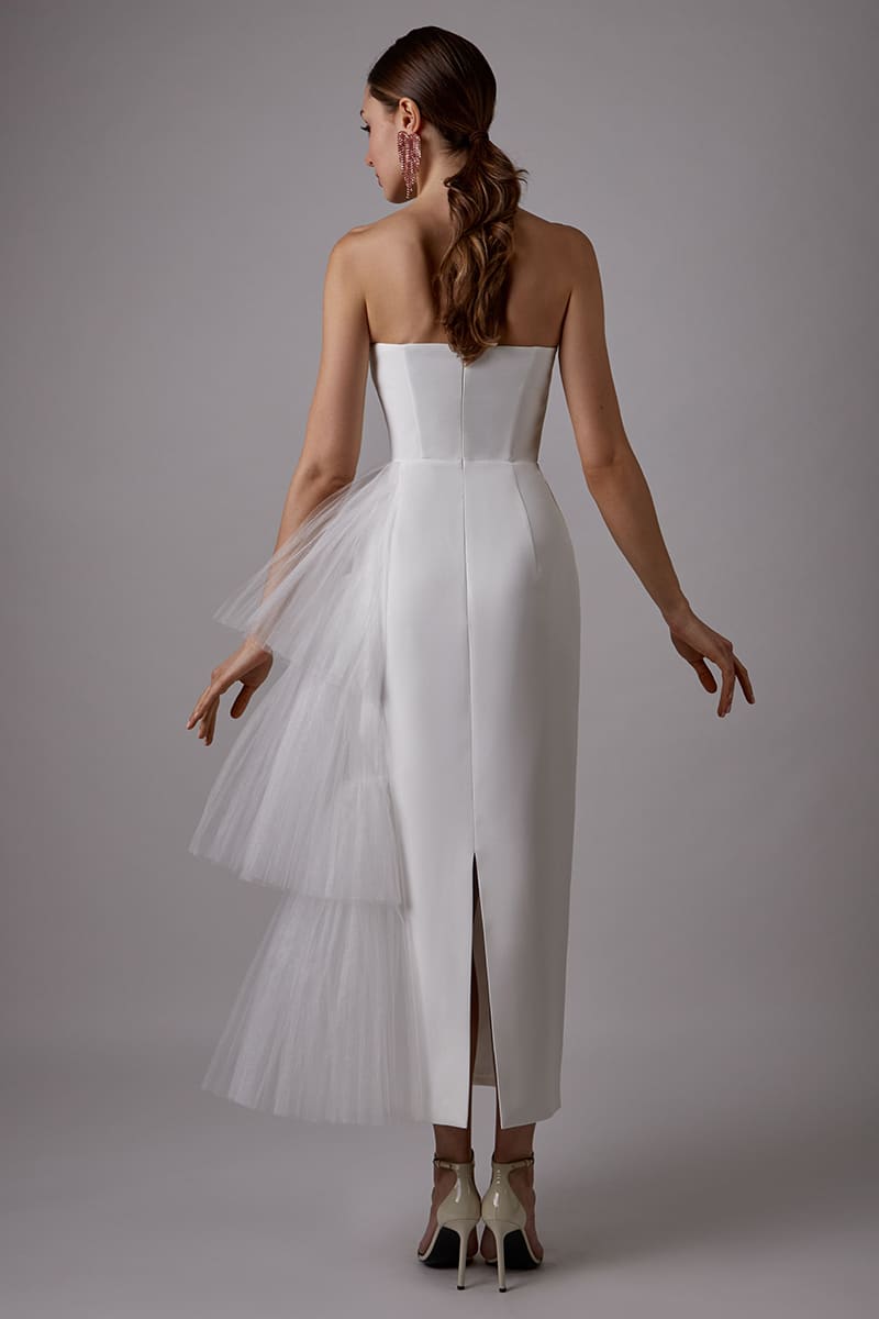 Love You Always Strapless Bustier Midi Dress | Jewelclues | #color_white