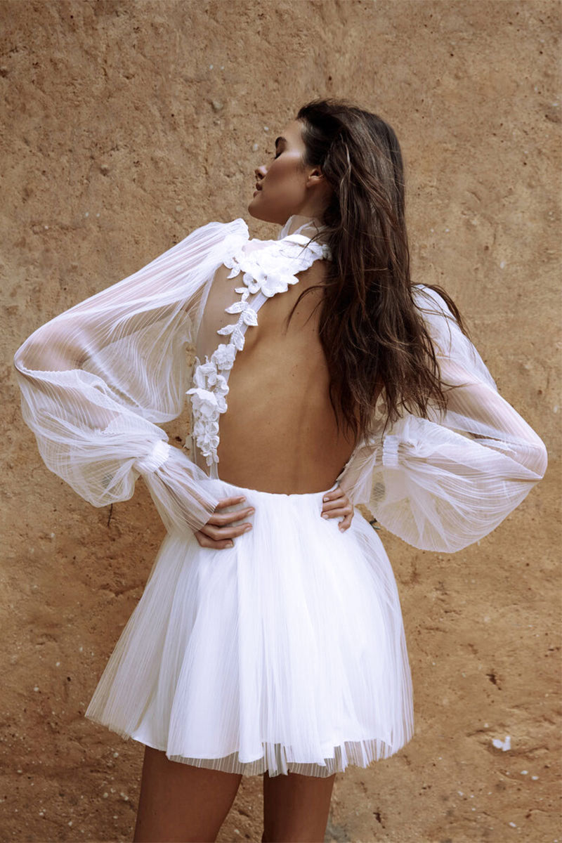 Magically Charming Long Sleeve Mini Dress | Jewelclues | #color_white