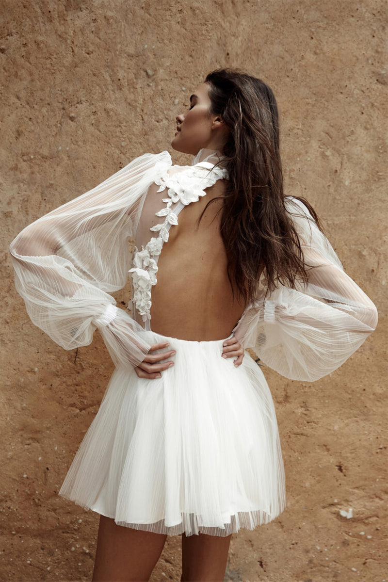 Magically Charming Long Sleeve Mini Dress | Jewelclues | #color_ivory