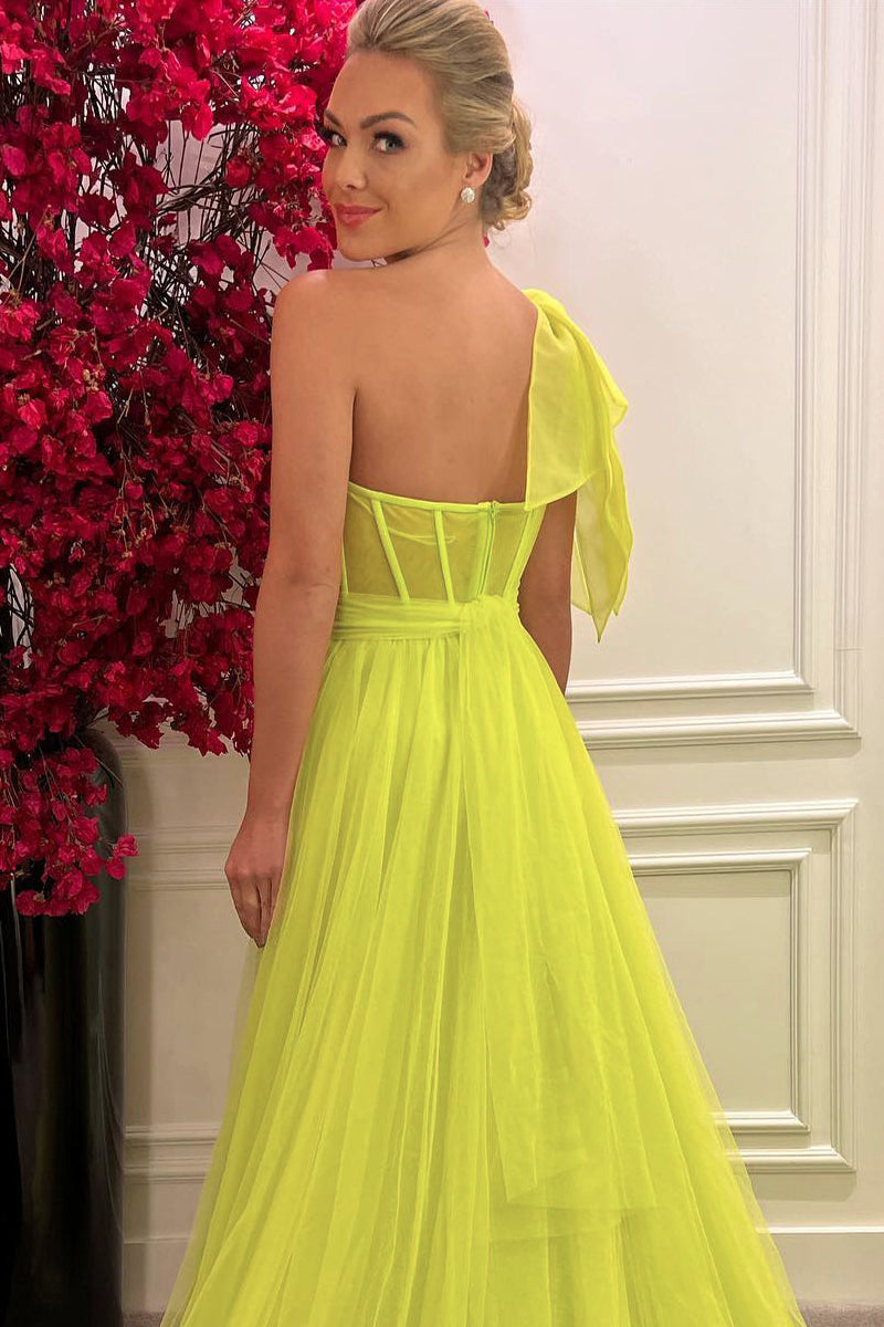 Magnificent Love One Shoulder Maxi Dress | Jewelclues | #color_neon yellow