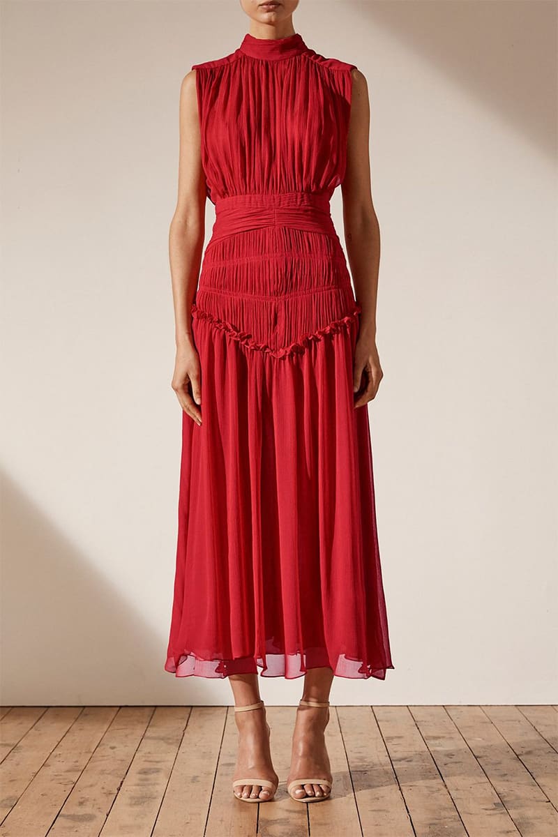 Remarkable Moment High Neck Maxi Dress | Jewelclues | #color_red