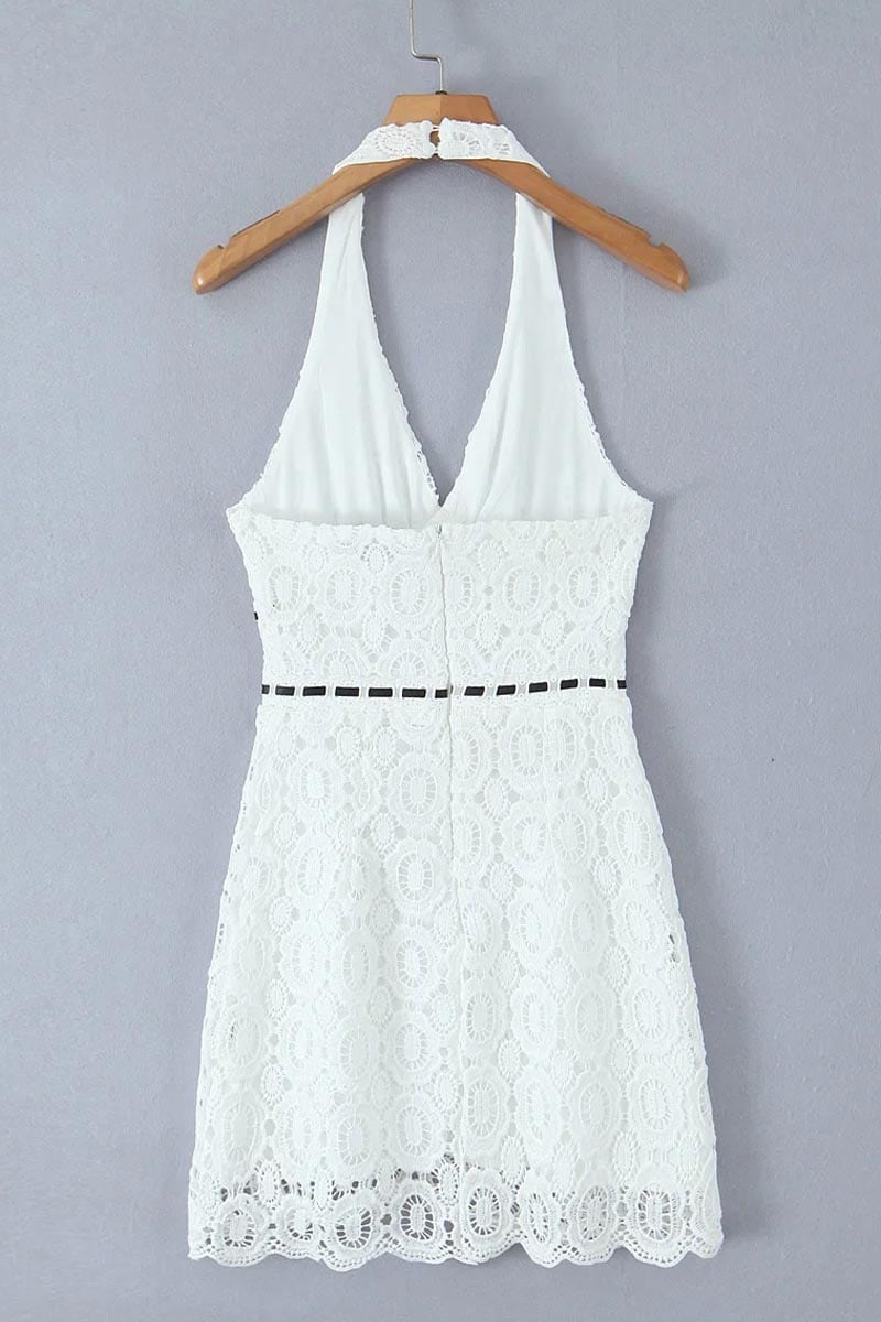 Acacia White Halter Mini Dress | Jewelclues