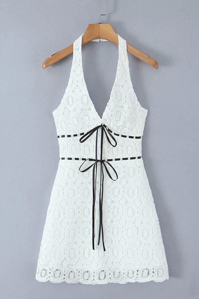 Acacia White Halter Mini Dress | Jewelclues