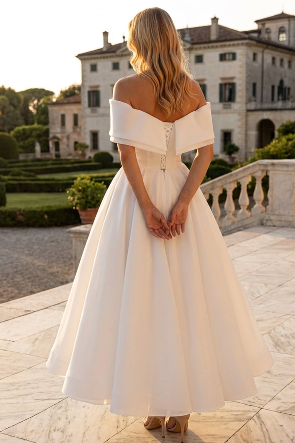 Adele Off-the-Shoulder Organza Midi Dress | Jewelclues