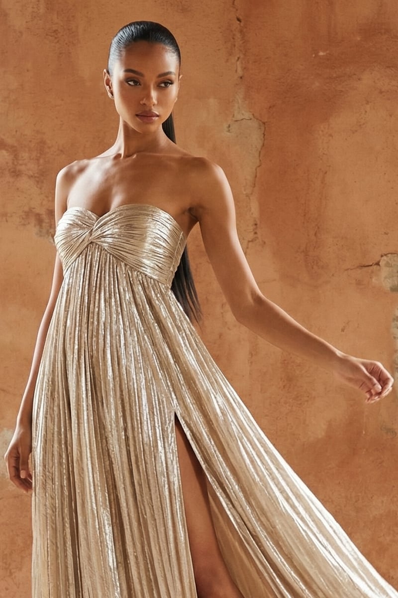 Adeline Strapless Evening Gown | JewelClues #color_champagne