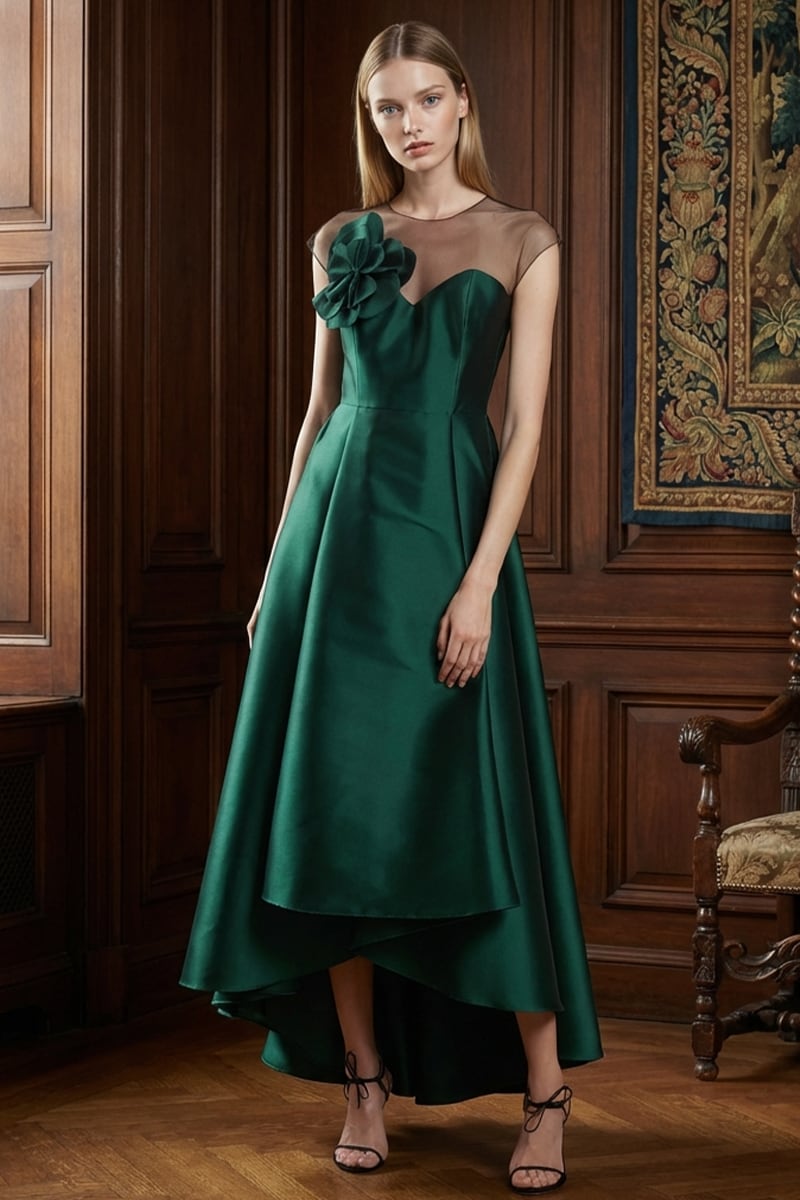 Adrianna High-Low Satin Gown | JewelClues