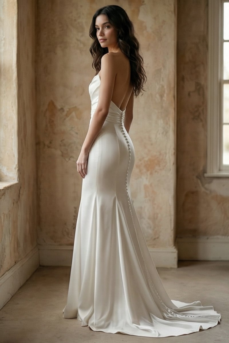 Alastair Strapless Satin Wedding Dress | JewelClues