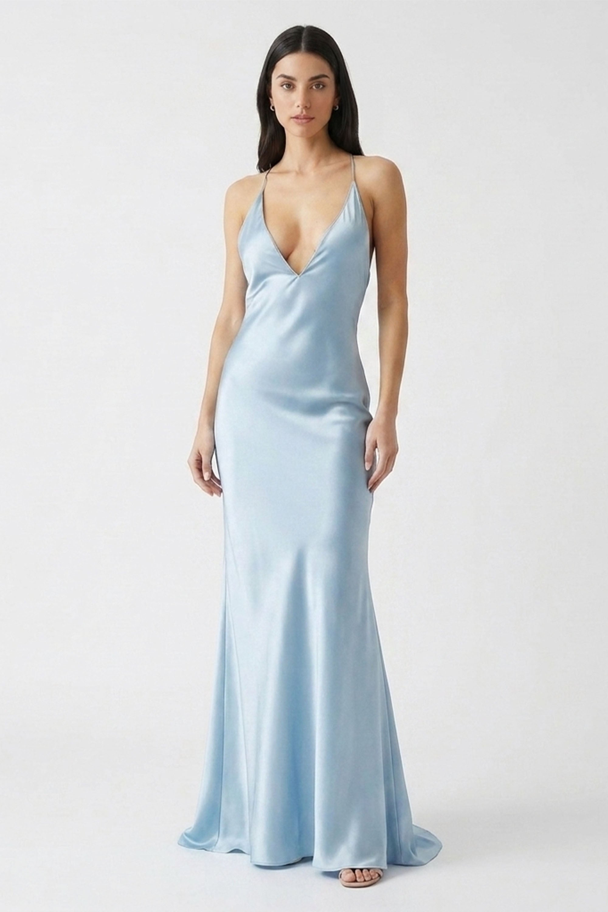 Albina Open-Back Satin Maxi Dress | JewelClues