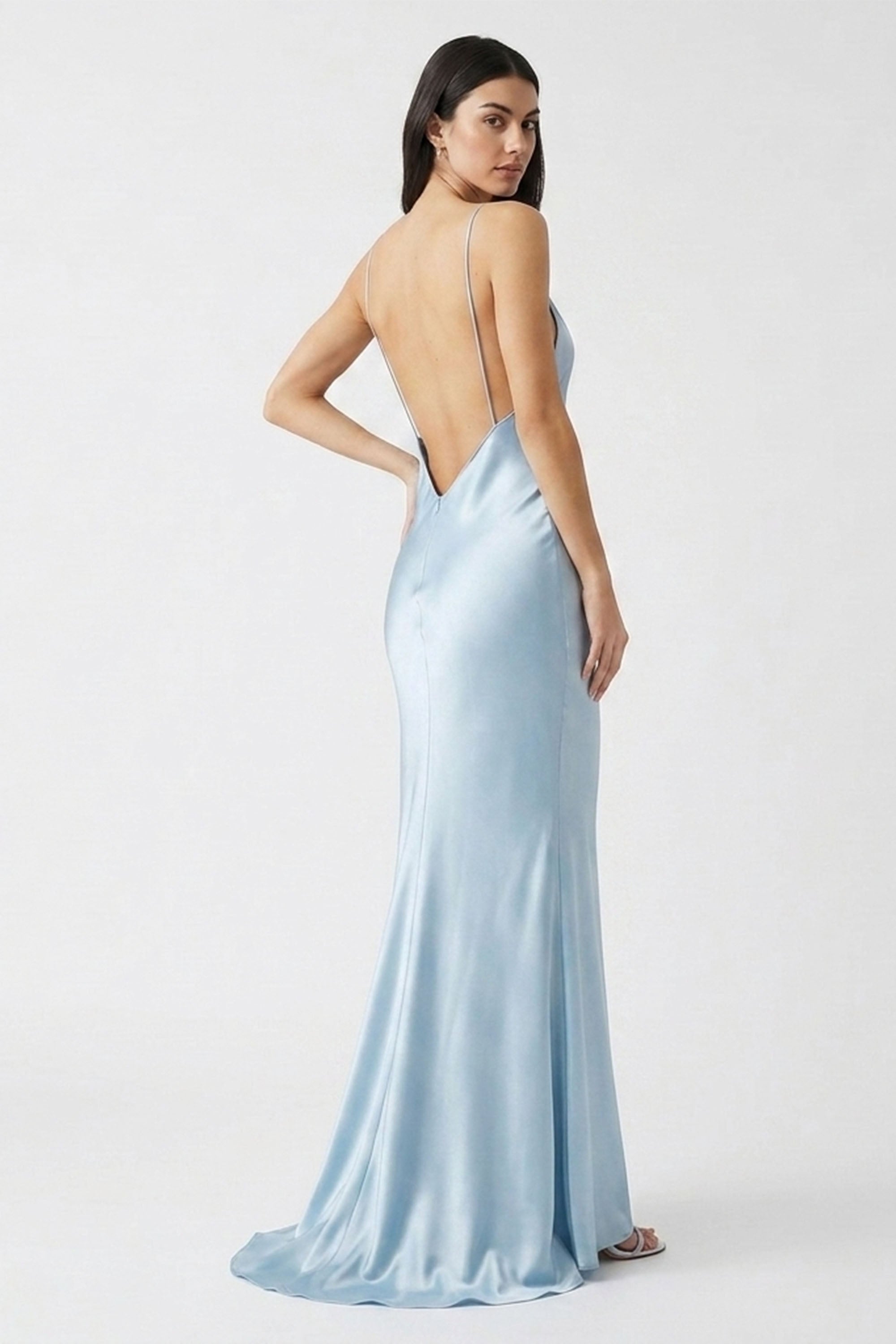 Albina Open-Back Satin Maxi Dress | JewelClues