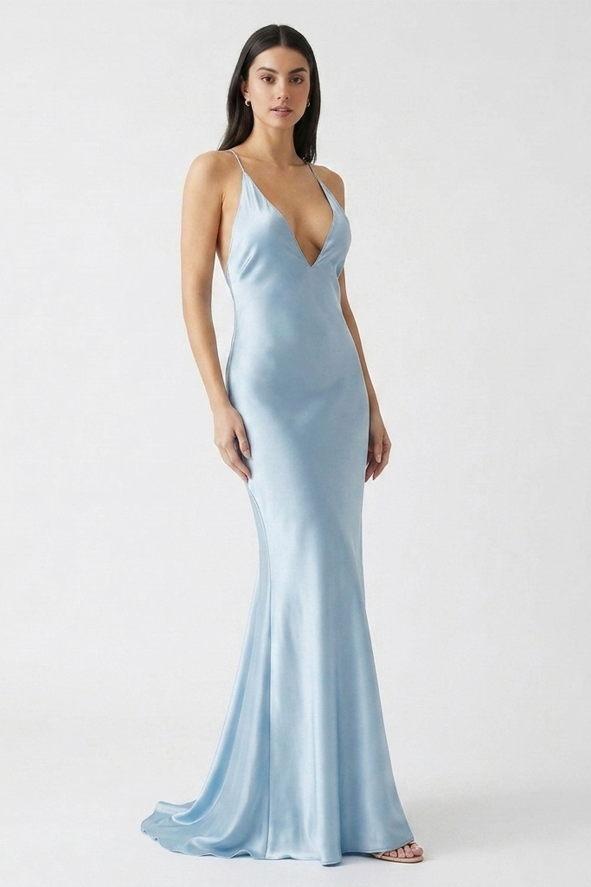 Albina Open-Back Satin Maxi Dress | JewelClues