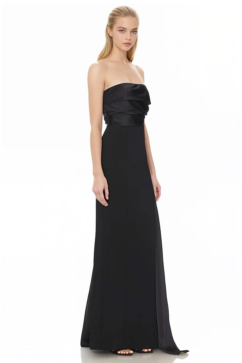 Alessandra Satin Strapless Gown | Jewelclues #color_black