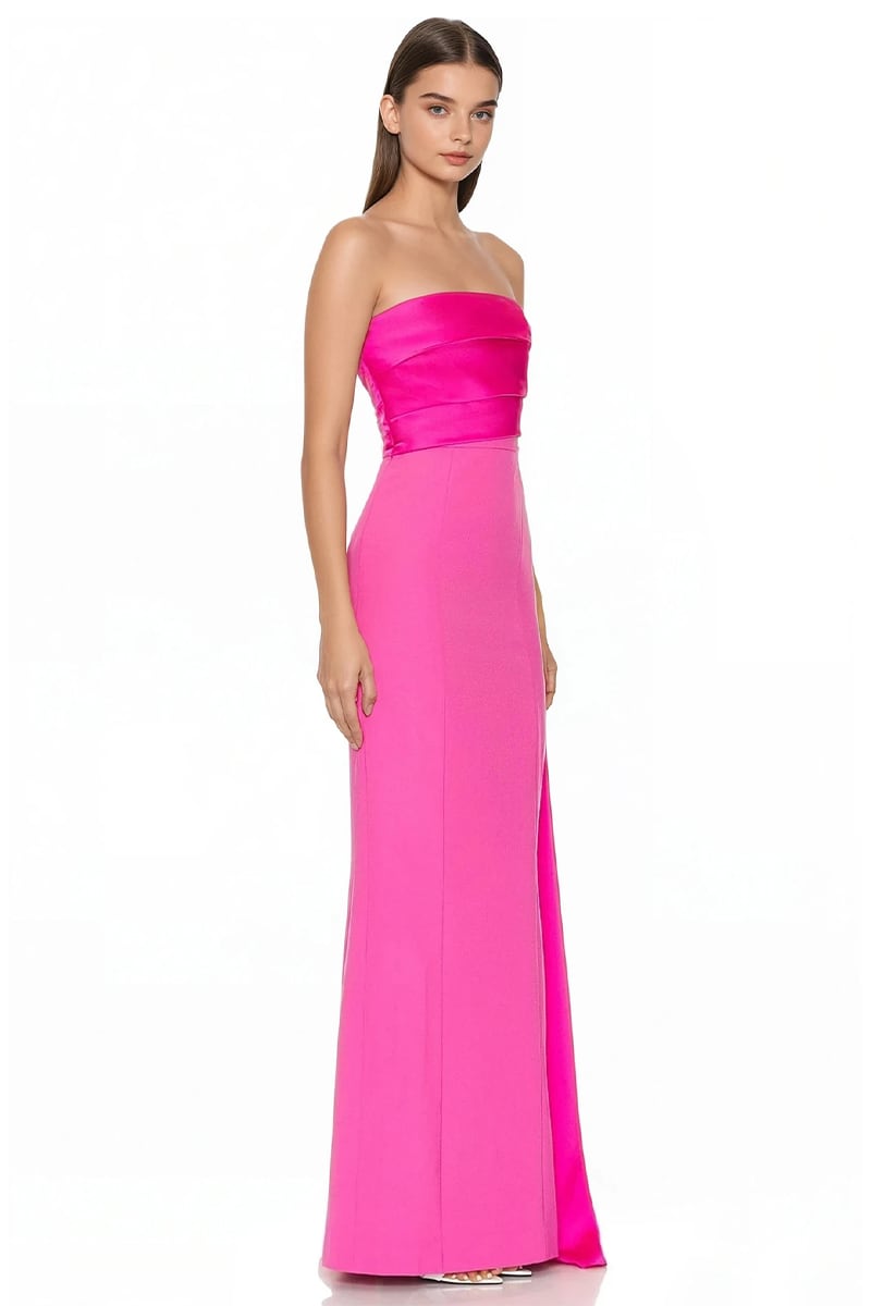 Alessandra Satin Strapless Gown | Jewelclues #color_fuchsia