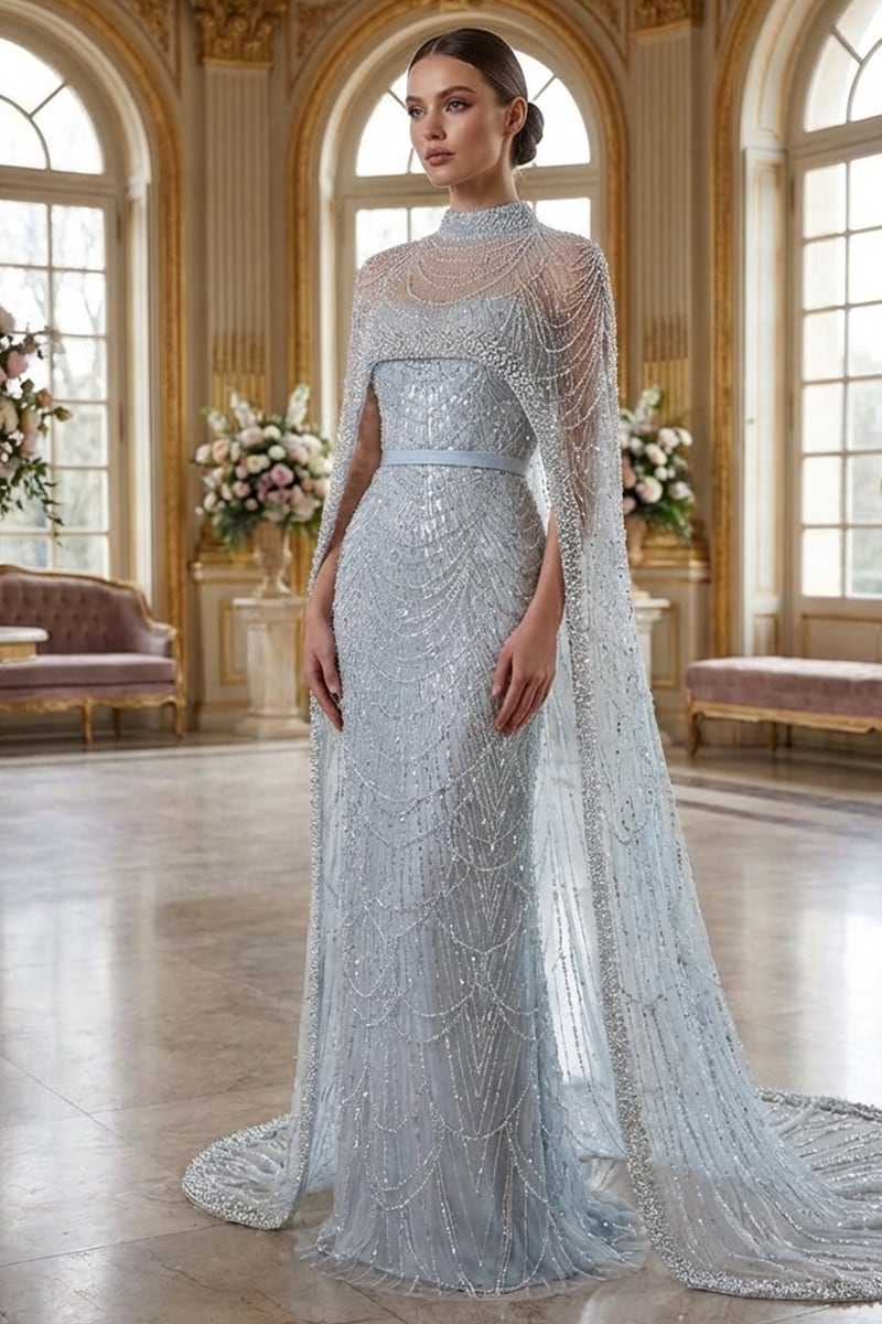 Alexandra Pearl Embellished Maxi Dress | Jewelclues | #color_light blue