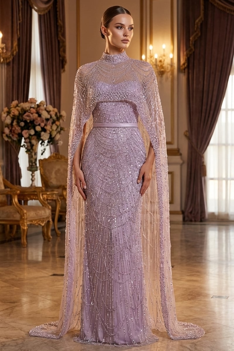 Alexandra Pearl Embellished Maxi Dress | Jewelclues | #color_lilac