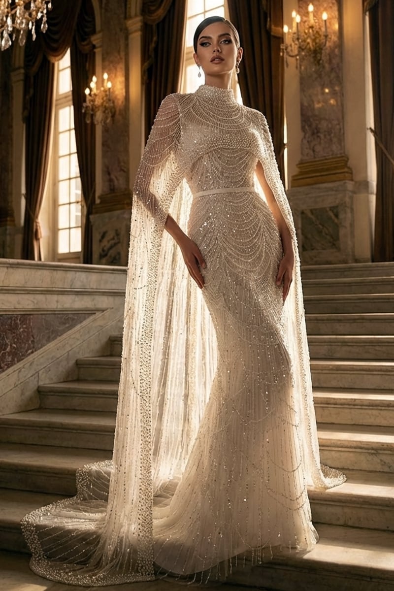 Alexandra Pearl Embellished Maxi Dress | Jewelclues | #color_white