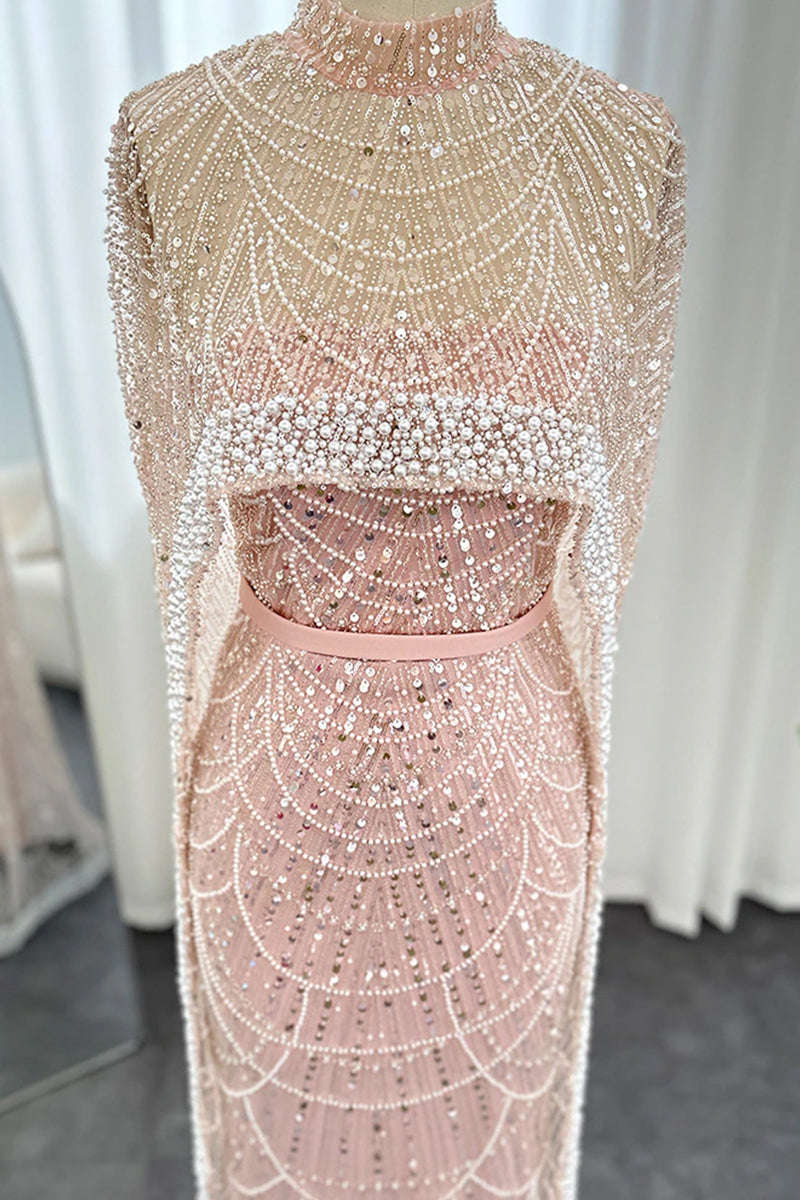 Alexandra Pearl Embellished Maxi Dress | Jewelclues | #color_dusty pink