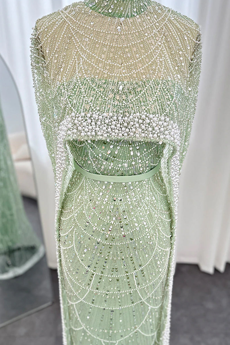 Alexandra Pearl Embellished Maxi Dress | Jewelclues | #color_sage