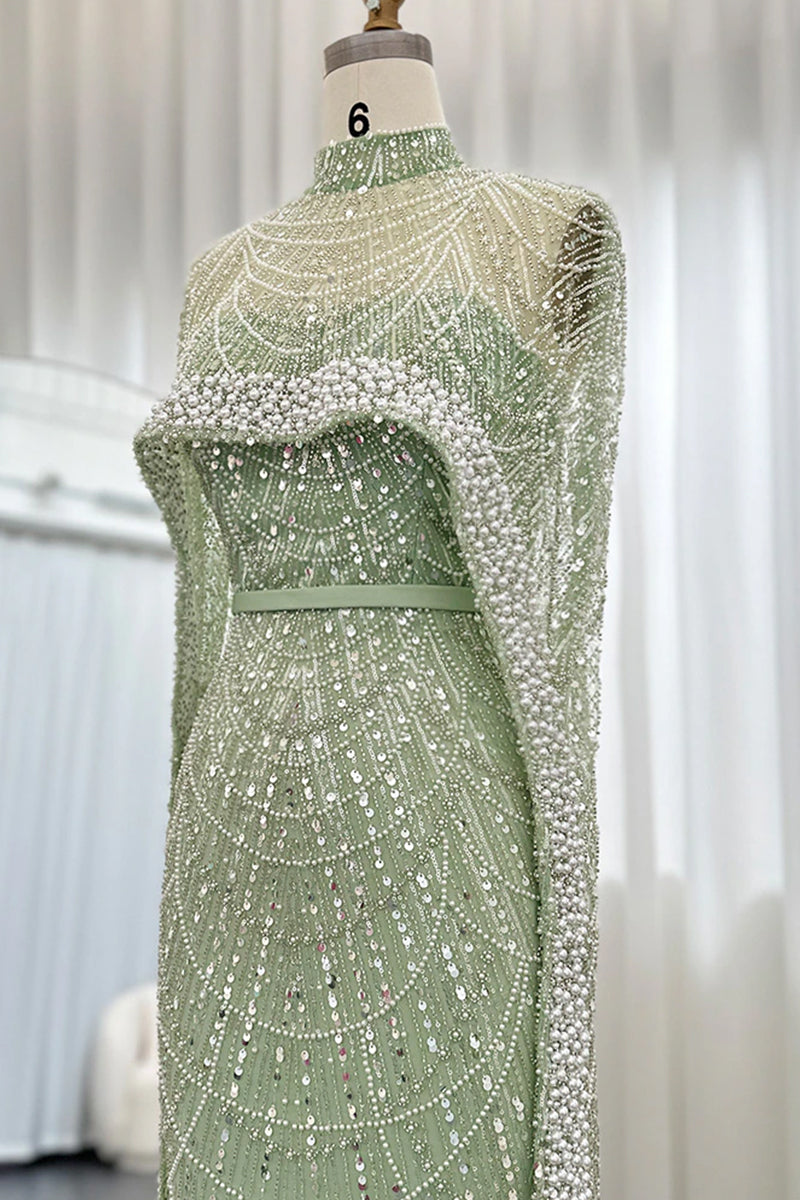 Alexandra Pearl Embellished Maxi Dress | Jewelclues | #color_sage