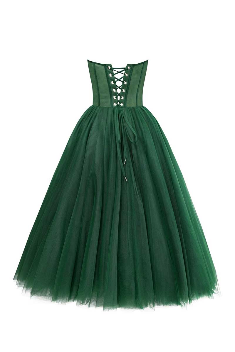 All For Love Strapless Tulle Midi Dress | Jewelclues | #color_green