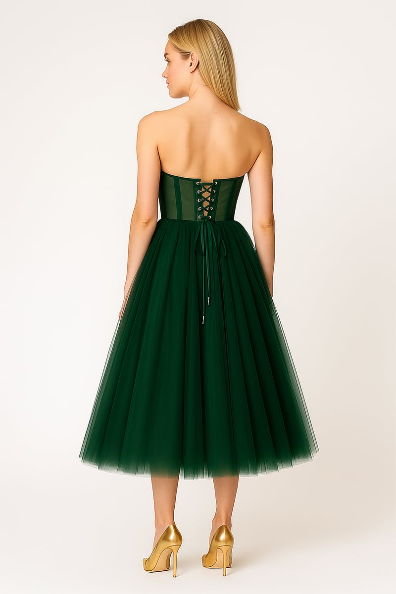 All For Love Strapless Tulle Midi Dress | Jewelclues | #color_green