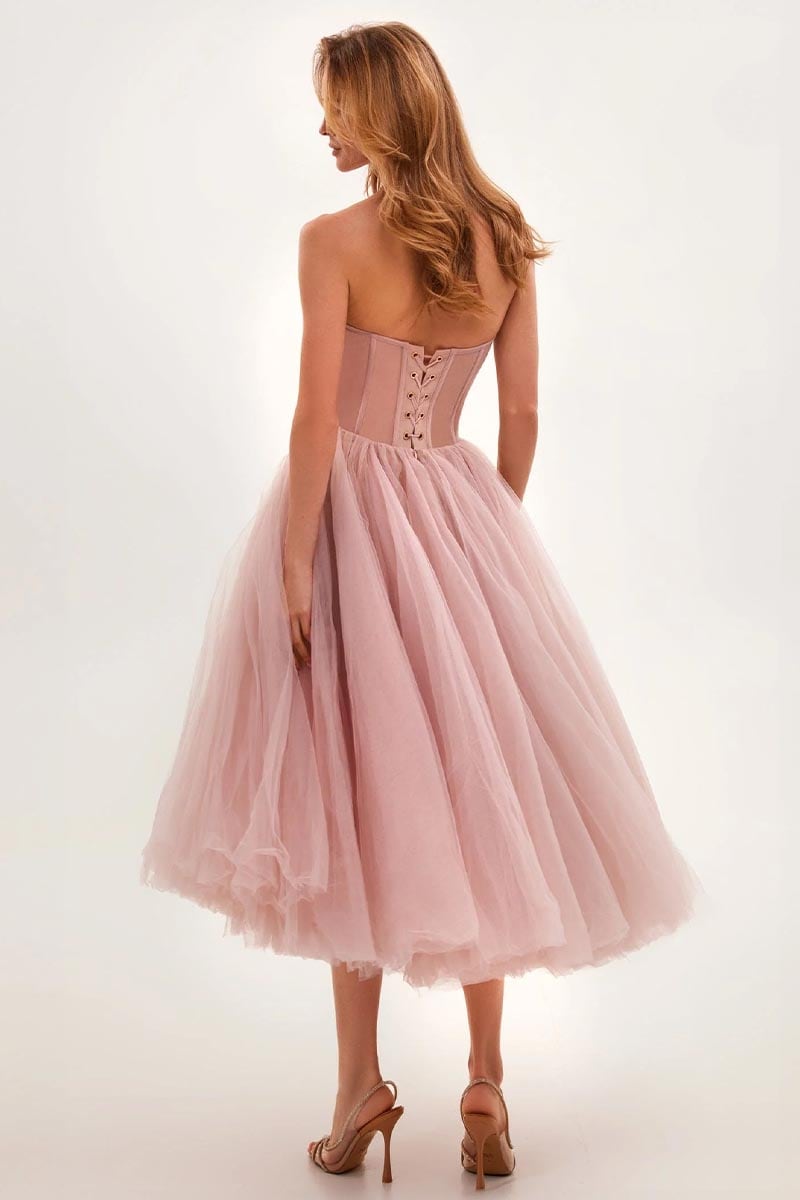All For Love Strapless Tulle Midi Dress | Jewelclues | #color_blush