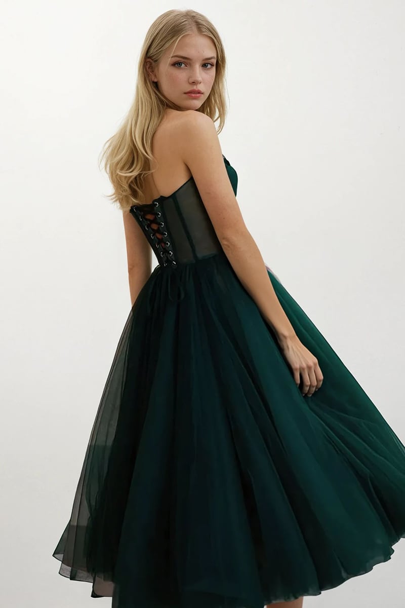 All For Love Strapless Tulle Midi Dress | Jewelclues | #color_green