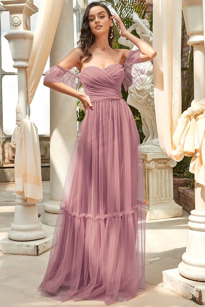 Alluring Glam Off-The-Shoulder Maxi Dress | Jewelclues #color_mauve
